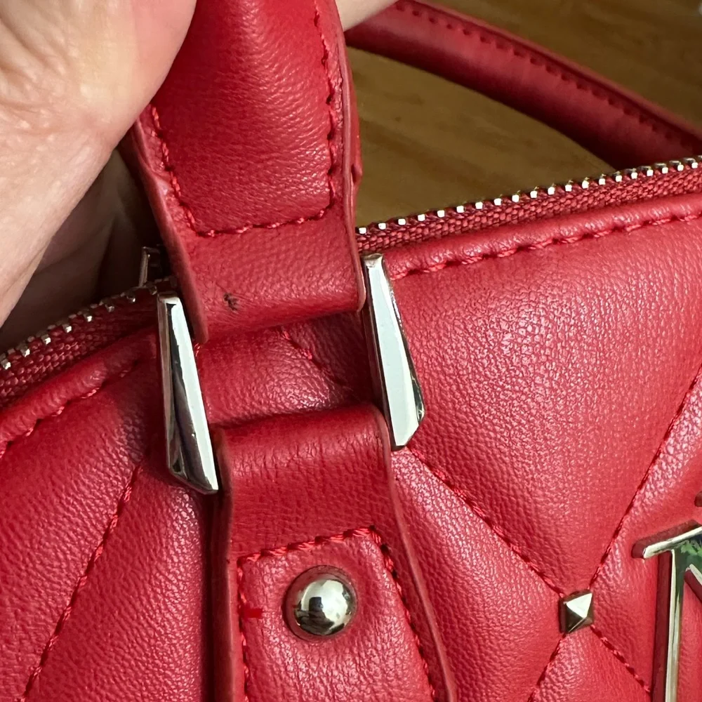 Badgley Mischka || Large Red Quilted/studded Crossbody Purse